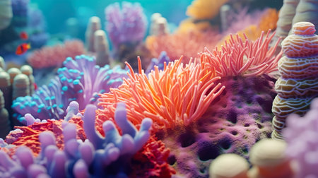 Colorful Coral Reef and Anemone Image Backgroundの素材