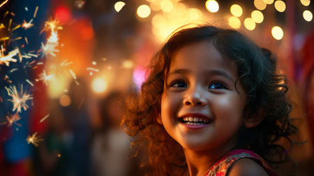 A girl happily frolicking at a partyの素材