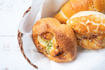 Assorted prepared breadの写真素材