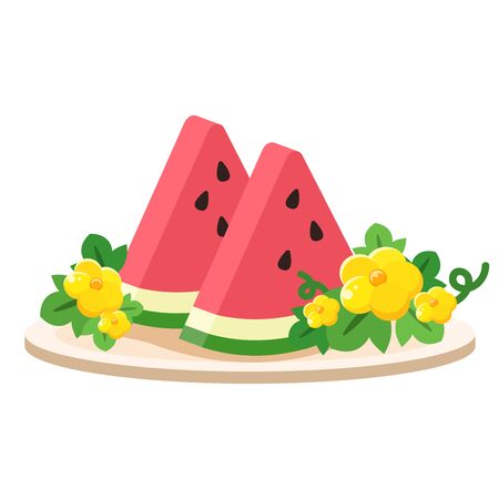 Illustration of sliced (watermelon plate)のイラスト素材