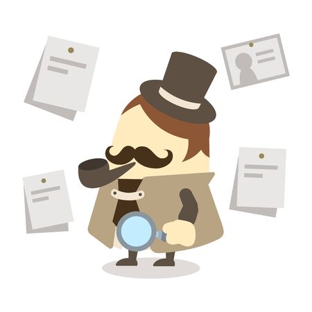 Illustration of a detective with a magnifying glassのイラスト素材