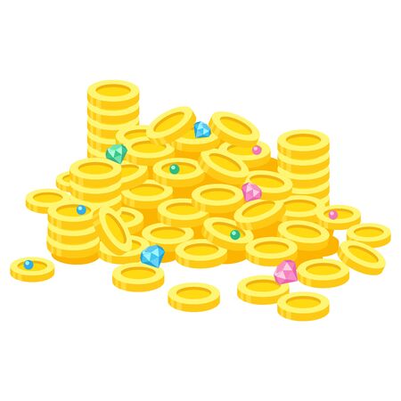 Illustration of treasure of money and jewelryのイラスト素材