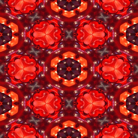 Jelly heart background kaleidoscopically generated seamless illustration in redの写真素材