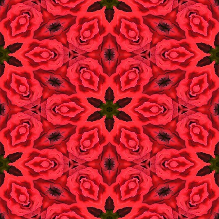 Red floral background, kaleidoscopically generated, seamlessの写真素材