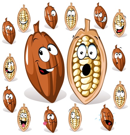 cocoa bean with many expressions のイラスト素材