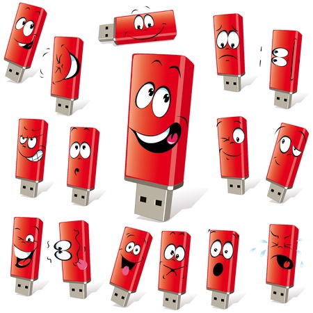red flash disk with many expressionsのイラスト素材
