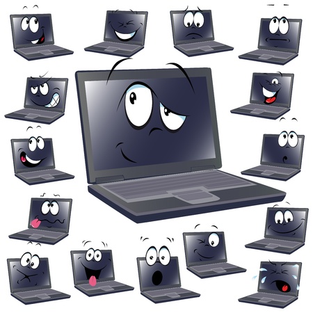 laptop cartoon isolated on white background のイラスト素材
