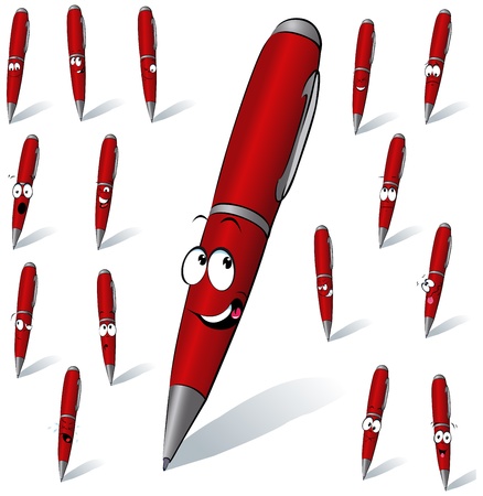 funny red pen cartoon のイラスト素材