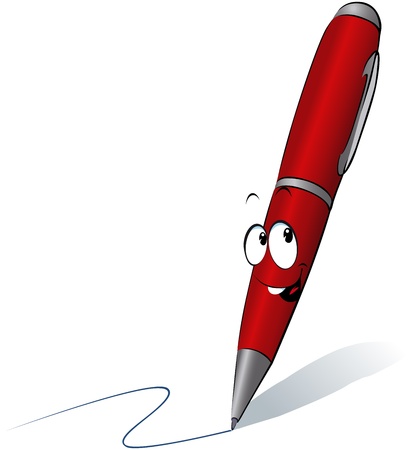 funny red pen cartoon writing のイラスト素材