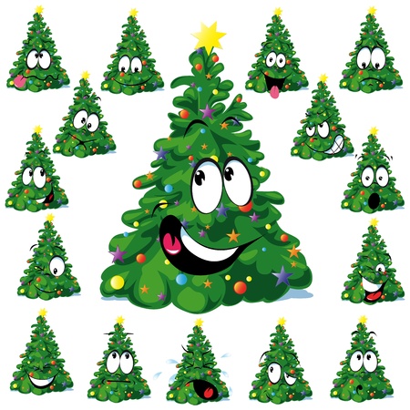 Christmas tree cartoon with star のイラスト素材