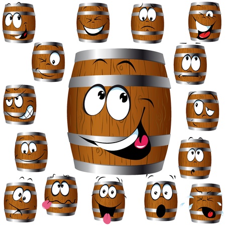 barrel cartoon with many のイラスト素材