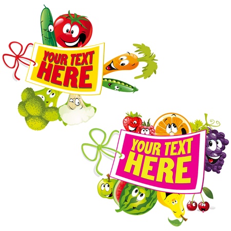 fruit and vegetable healthy tagのイラスト素材