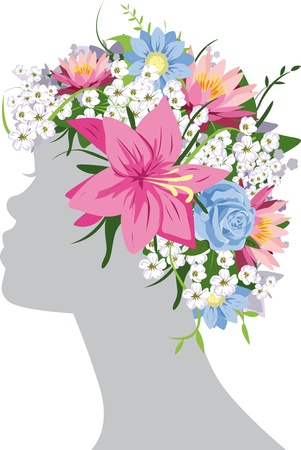 Woman with flowers のイラスト素材
