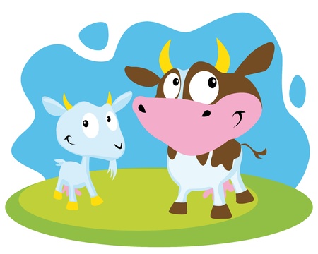 cow and goat のイラスト素材