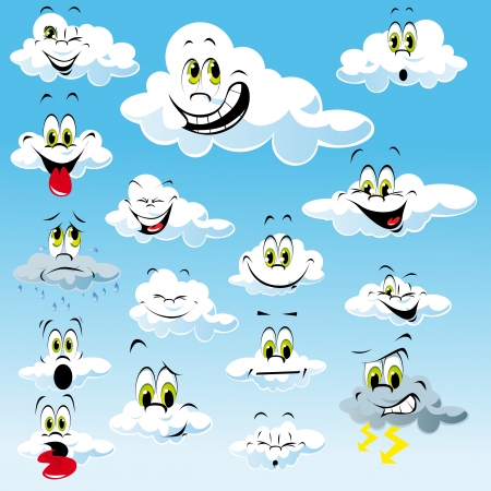 clouds with many expressionsのイラスト素材