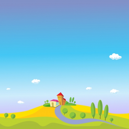 summer landscape with blue skyのイラスト素材