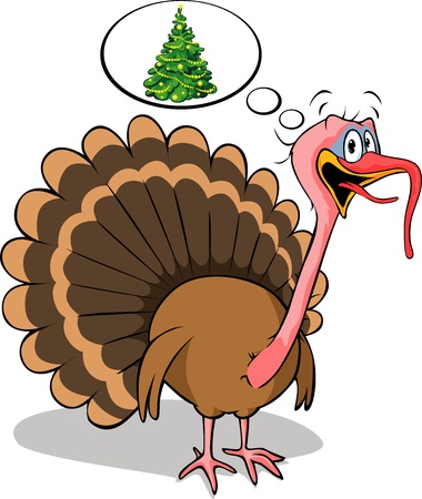 fat turkey do not like christmas - cartoon illustrationのイラスト素材