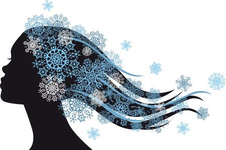 Snow Queen - woman with snowflakes in hair のイラスト素材