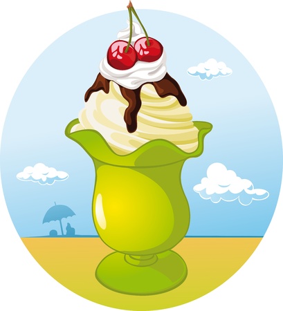 ice cream cup - holiday refreshing with cherryのイラスト素材