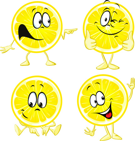 lemon cartoon - funny illustration isolated on white backgroundのイラスト素材