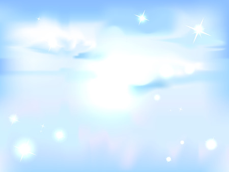 horizontal vector sky with sun - blue abstract backgroundのイラスト素材