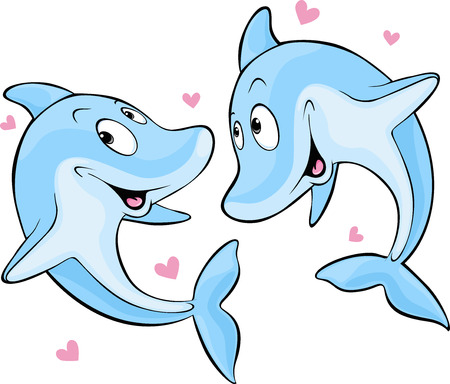dolphin in love - vector illustrationのイラスト素材