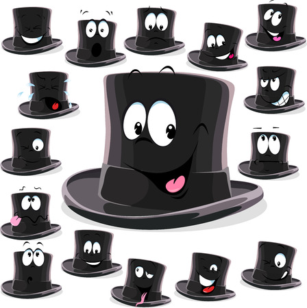 Black top hat cartoon isolated on white backgroundのイラスト素材