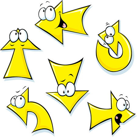 set of cartoon arrows with funny faceのイラスト素材