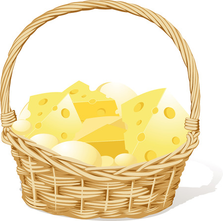 vector basket fool of cheese isolated on white backgroundのイラスト素材