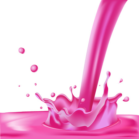 pink splash of liquid - vector illustration isolated on white backgroundのイラスト素材
