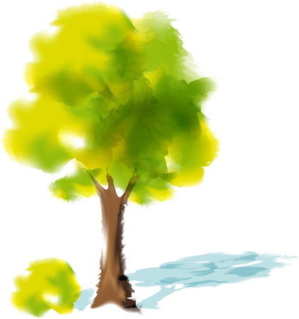 watercolor tree - vector illustrationのイラスト素材