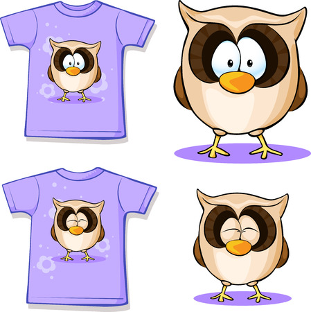 cute owl printed on shirtのイラスト素材