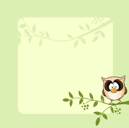vector frame design with cute owlのイラスト素材