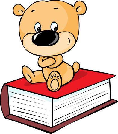 teddy bear sitting on book isolated on white - vectorのイラスト素材
