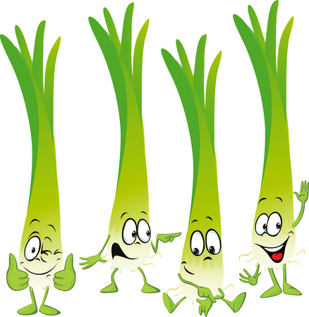 leek or green onion- funny vector cartoonのイラスト素材