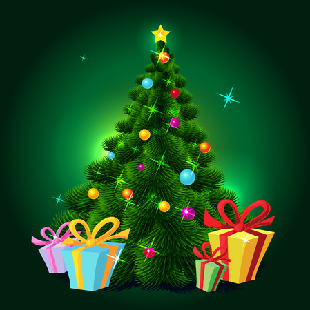 Christmas tree - vector illustrationのイラスト素材