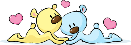 lying bears in loveのイラスト素材