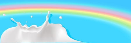 milk splash with rainbow background - illustrationのイラスト素材