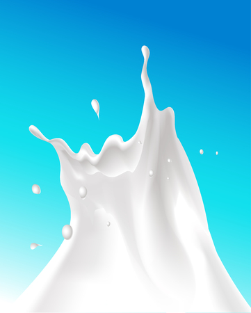 splash of milk on blue background, vertical design - vector illustrationのイラスト素材