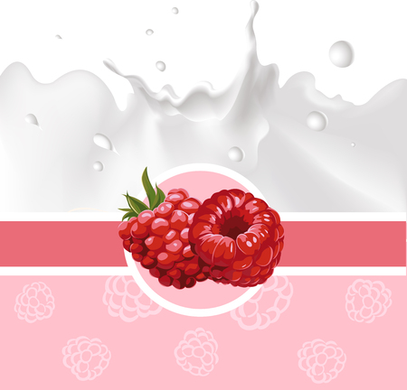 pink design with raspberry and milk splash - vector illustrationのイラスト素材
