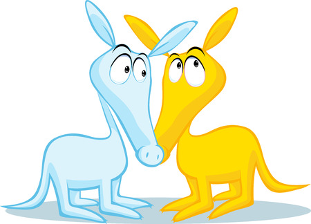 two cute aardvark illustration isolated on white backgroundのイラスト素材
