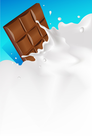 vector white splash milk illustration background with chocolateのイラスト素材
