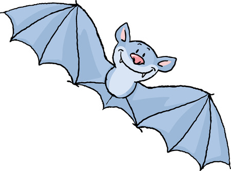 flying bat cartoon isolated on white - vector illustration