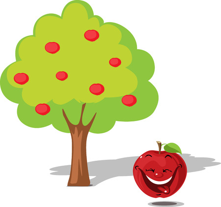 Apple falling from tree - flat design illustration vector cartoon
のイラスト素材