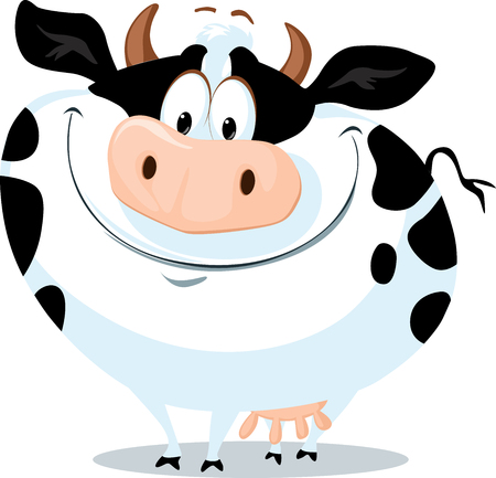 The Cute Fat Cow Farm Animal Vector Cartoon Illustrationのイラスト素材