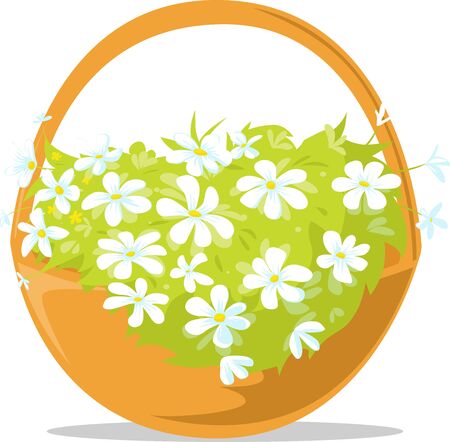 Spring Easter Basket Full of Flowersのイラスト素材