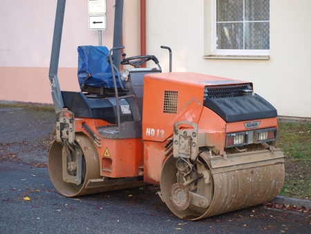 small road roller , southern Bohemia   Czech Republicのeditorial素材