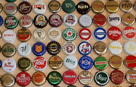 A collection of beer caps , Czech Republicのeditorial素材