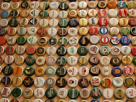 A collection of beer caps , Czech Republicのeditorial素材