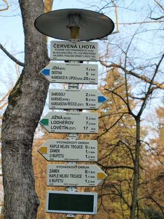 tourist signs, South Bohemia, Czech Republicの写真素材